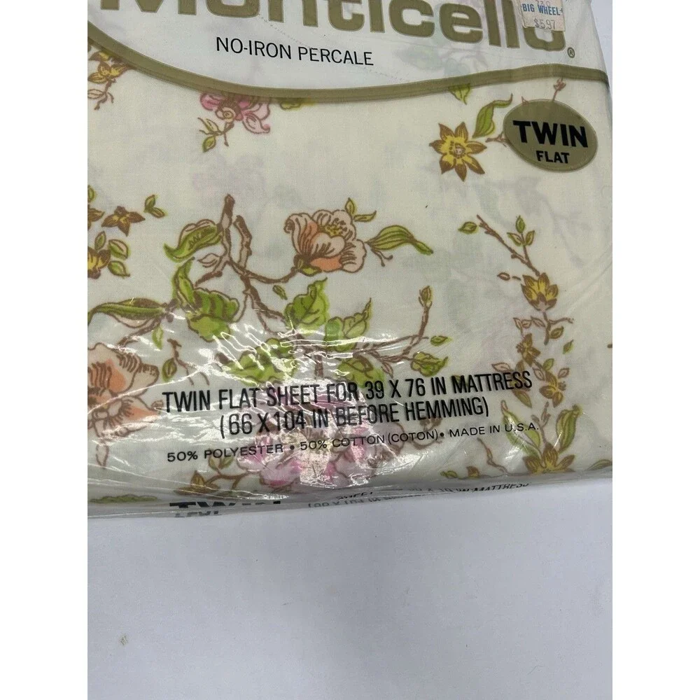 Vintage Cannon Monticello Twin Flat Sheet